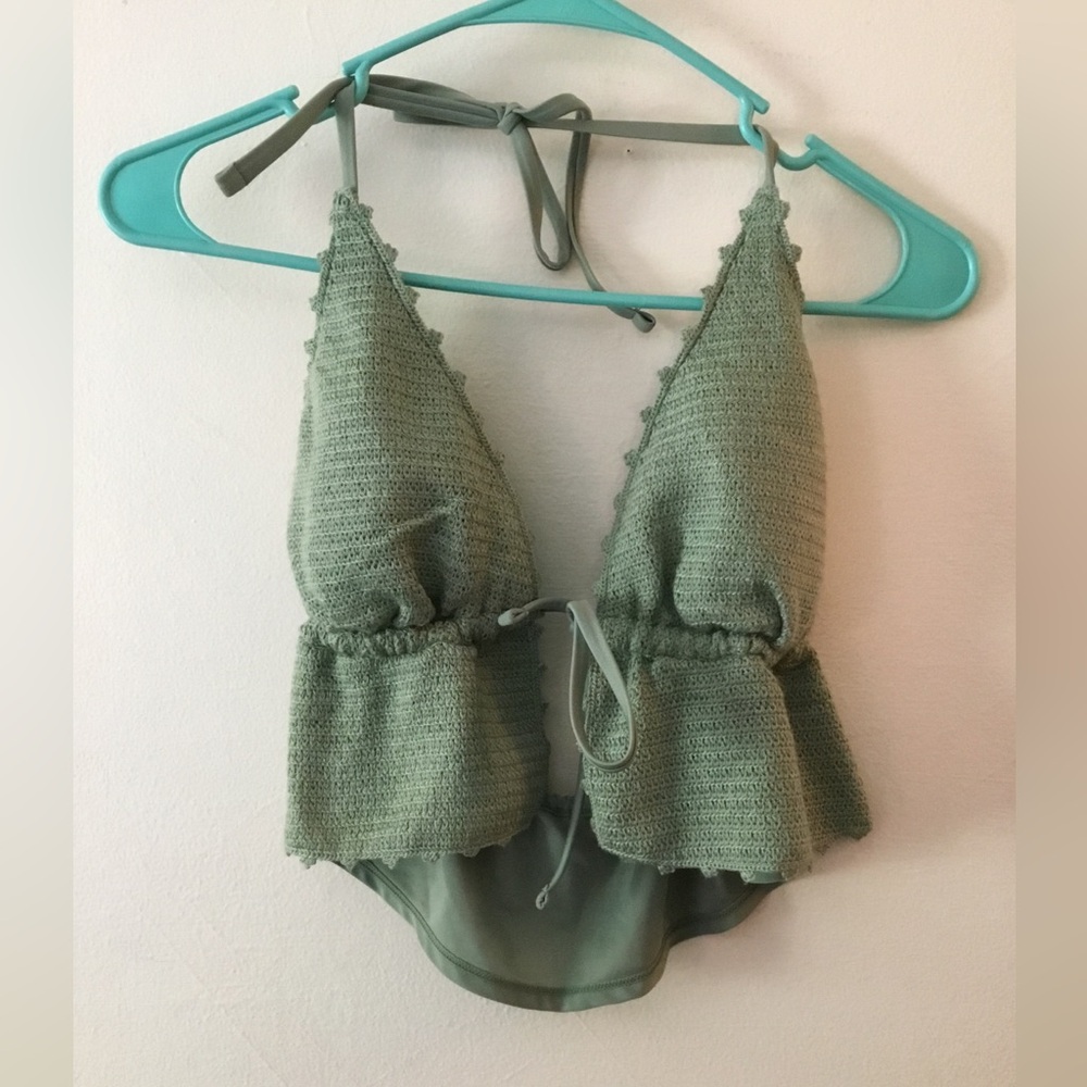 wild fable Olive Green Triangle Bandeau Bikini Top